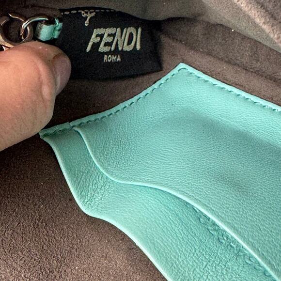 Fendi Teal Monster Mini Baguette Evening Bag Blue Green SHW Authentic CoA - Picture 10 of 11
